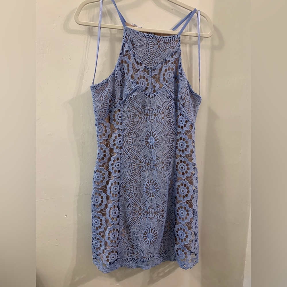 Francesca’s blue‎ crocheted style dress size Large